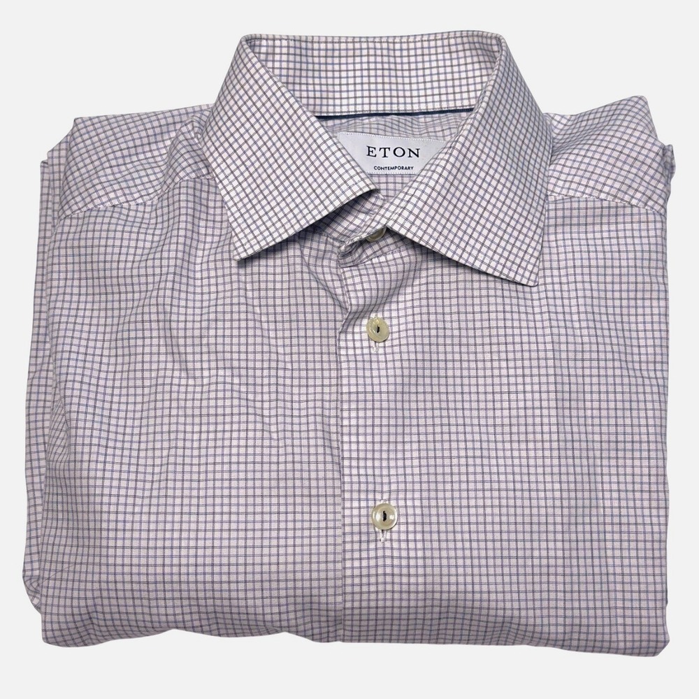 Eton Contemporary Dress Shirt Mens Size‎ 15.5 40 White Spread Collar Long Sleeve